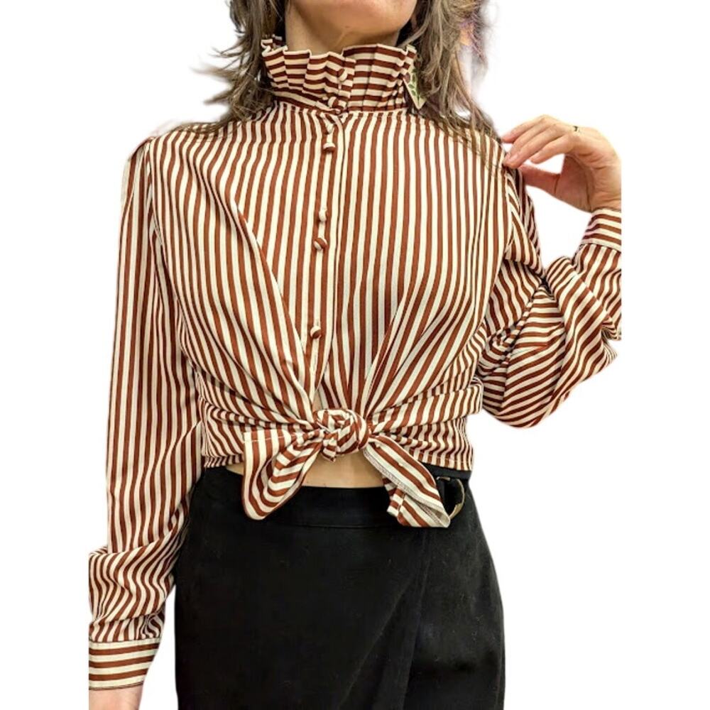 Vintage Nordstrom Rust Striped Blouse